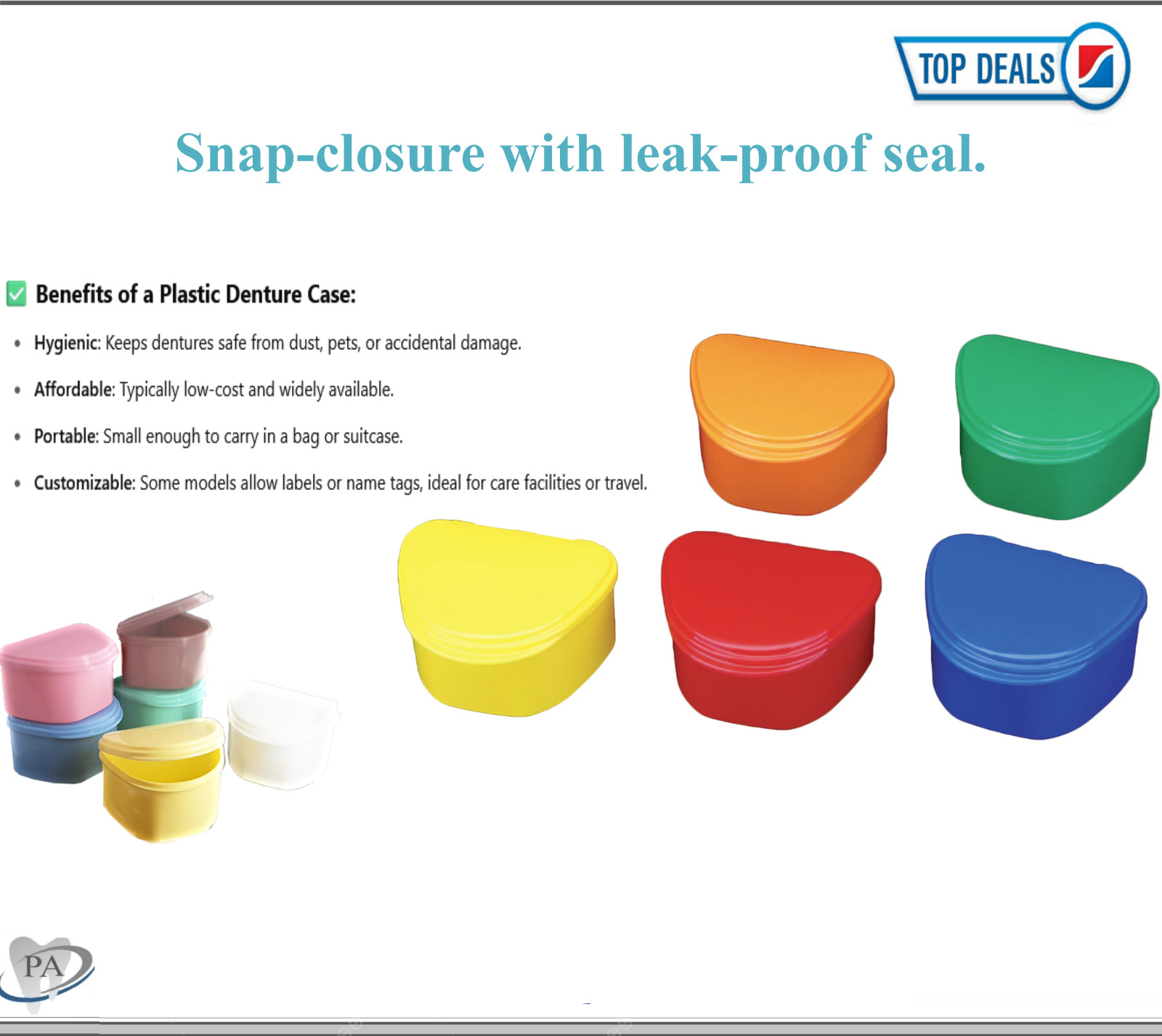 Dental Denture Box with Mini Denture Brush Denture Case Carrier , 4W», Assorted