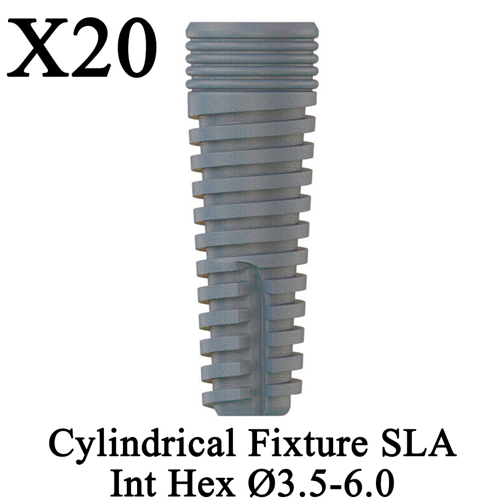 20pcs Dental Cylindrical Fixture Titanium SLA Sur face Int Hex Ø3.5-6.0