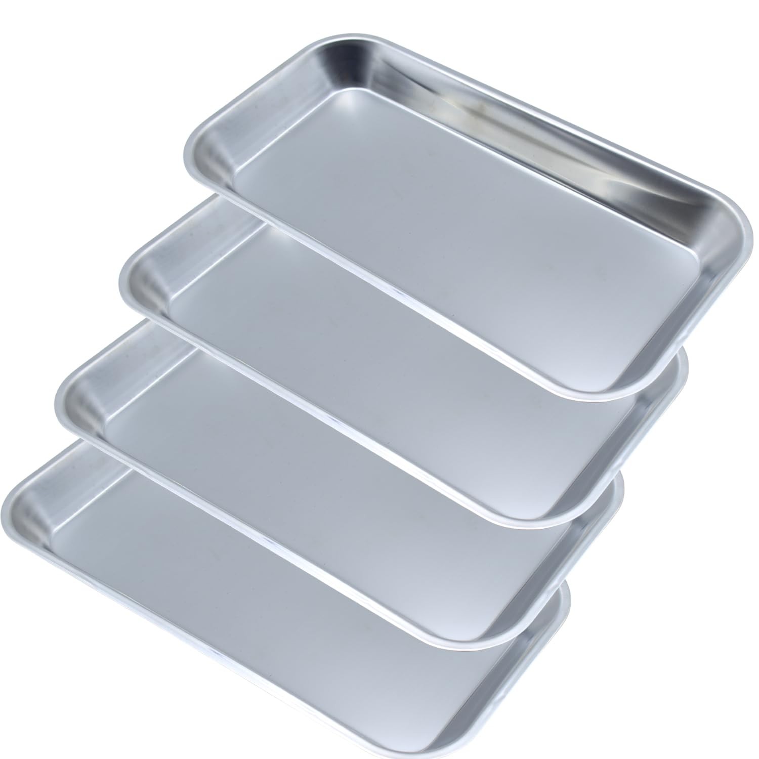 Stainless Steel Trays, 4 Pack Metal Tray Medical Tray Dental Procedure Tray, …