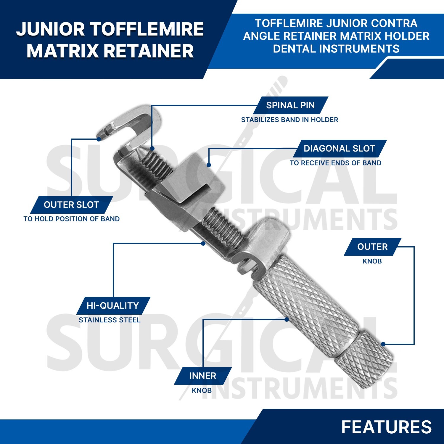 6 Pcs Tofflemire Type Junior Contra Angle Matrix Retainer Dental German Grade