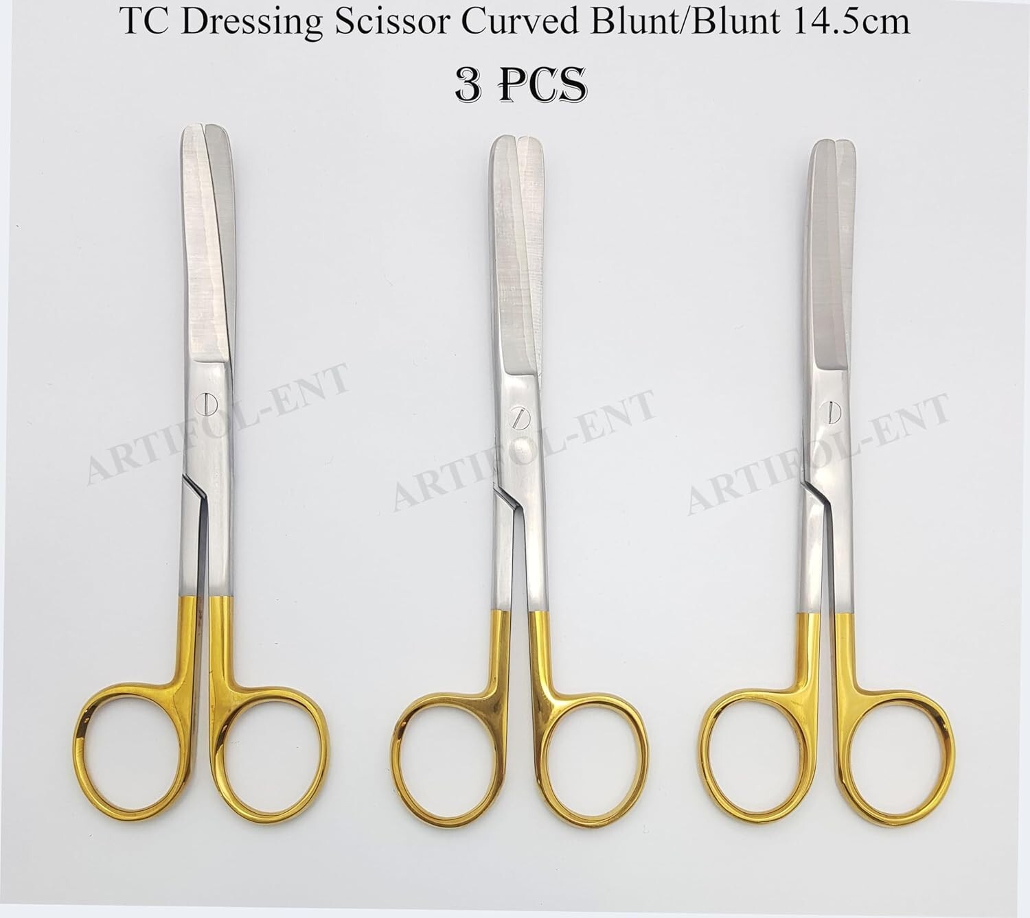 TC Operating Dressing Surgical Scissor – Curved Blades B/B – 14.5cm (5.5″) 3 Pcs