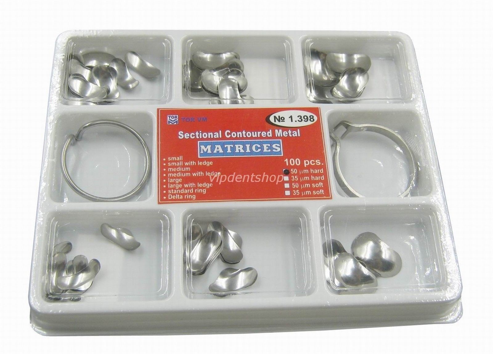 TOR VM Dental Matrix Bands Sectional Contoured Matrices Wedge Ring Clamp No1.398