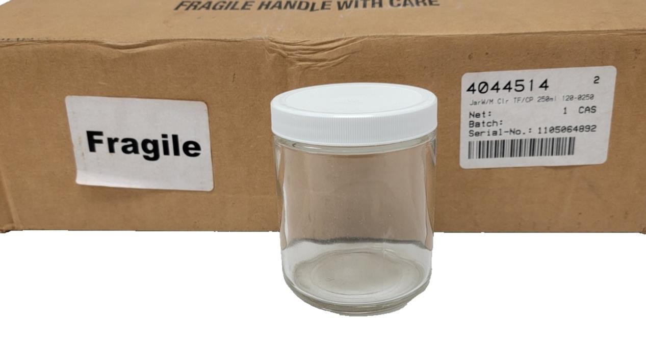1 Case of 12 Thermo Scientific 120-0250 Jar Short Clear WM 8oz / 250 mL w/ lids