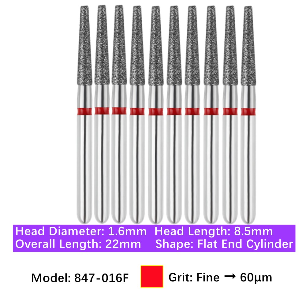 Vakker Dental Flat End Taper FG Diamond Bur 847-016F Fine 10/pk