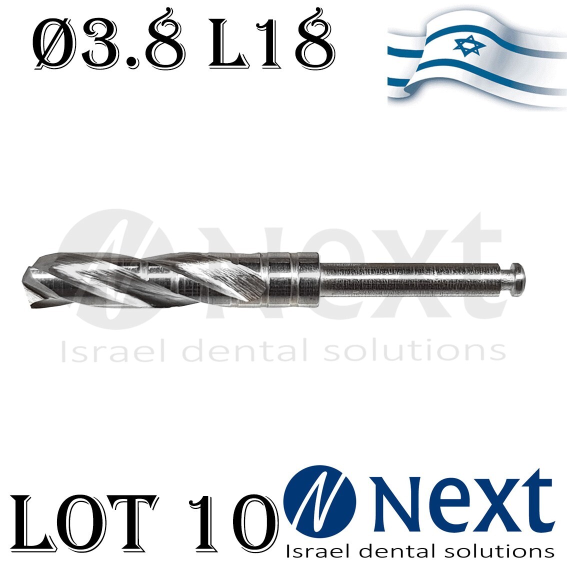 LOTx 10 Dental Surgical Drill External Irrigation 3.8 mm L 18 Israel made 21