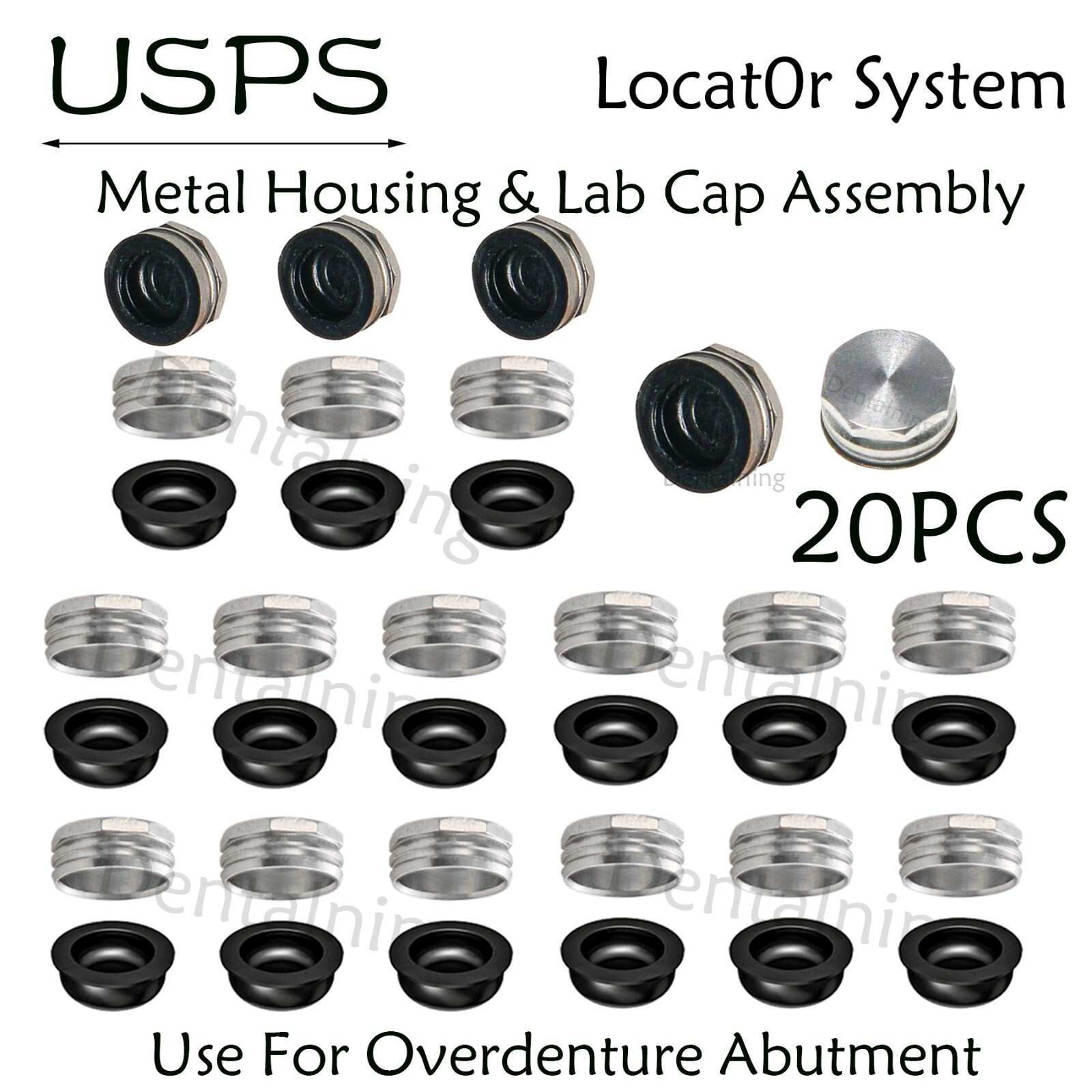 20Pcs Overdenture Locator Abutment Replacement Metal Housing & Lab Cap Assembly