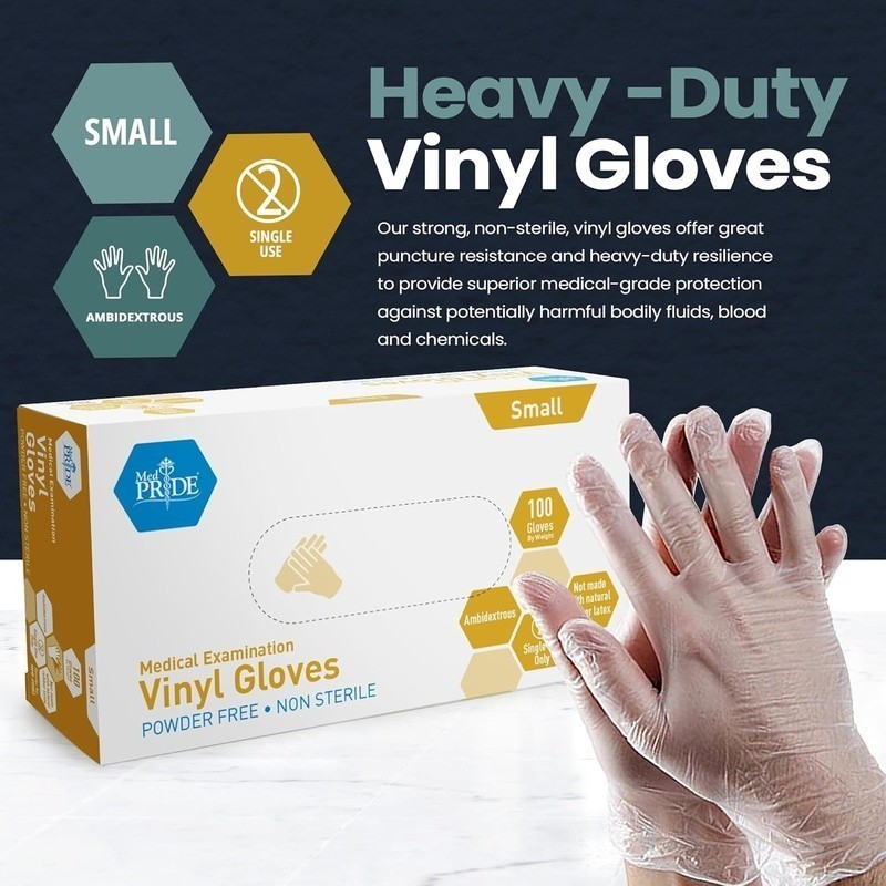 Medical Vinyl Examination Gloves Small Disposable Heavy Duty Food Grade 100 Pack