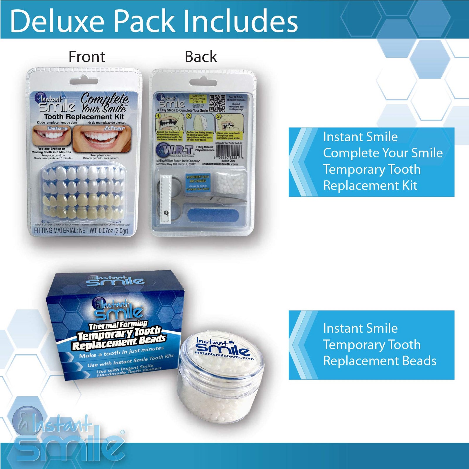 Complete Your Smile Tooth Replacement Kit DELUXE PACK – 1 Count (Pack of 1)