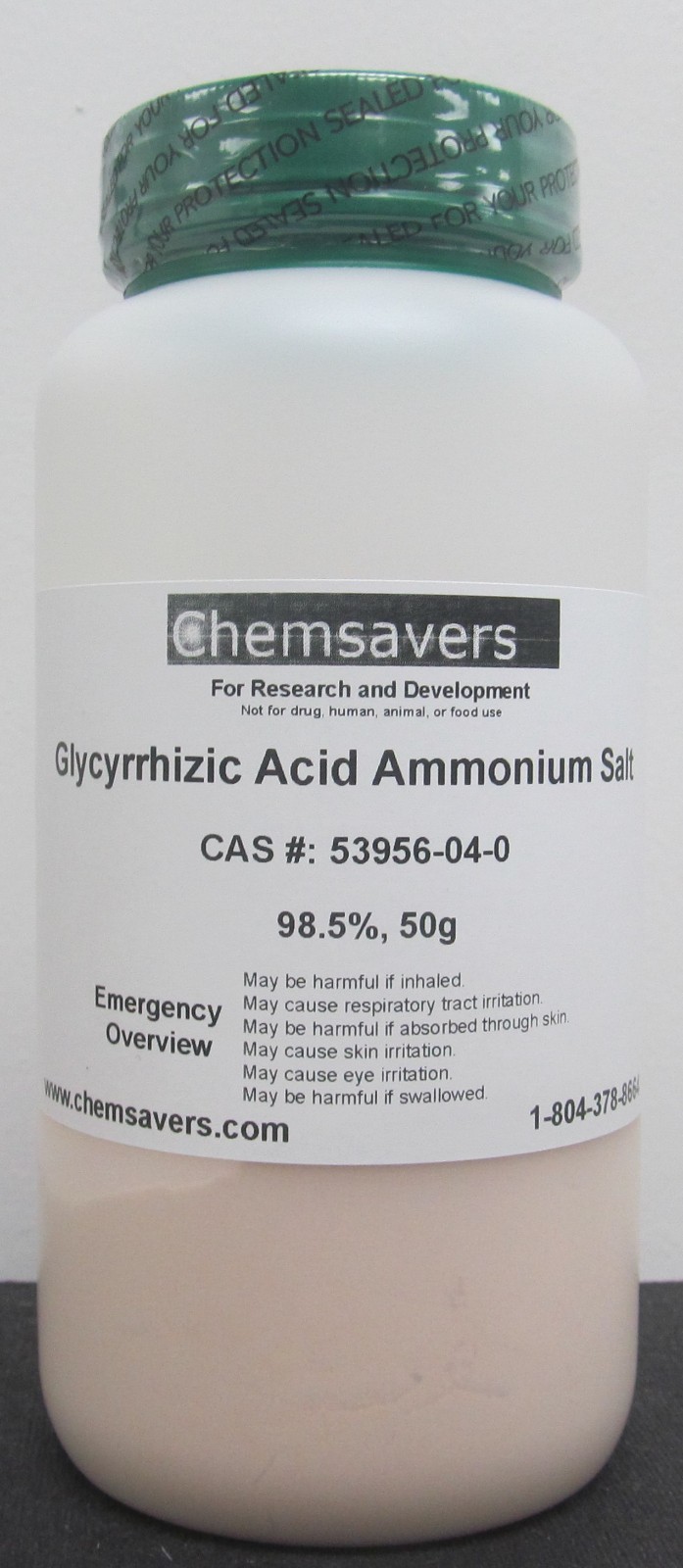 Glycyrrhizic Acid Ammonium Salt from Glycyrrhiza Root (Licorice), 98.5%, 50g