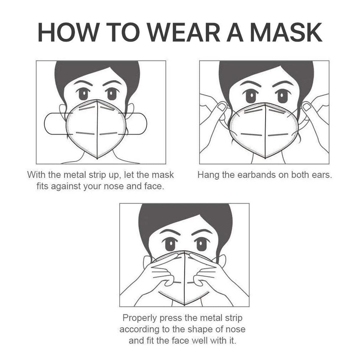 50PCS KN95 Face Mask 5 Layer Cup Dust Safety Masks Breathable Elastic Ear Loo…
