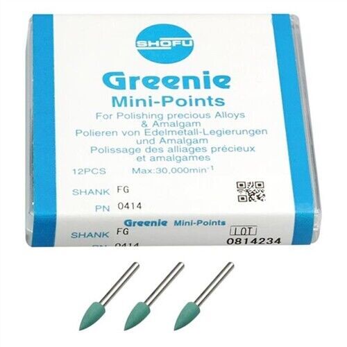 Shofu Dental 0414 Greenie Polishers Friction Grip FG Mini Points 12/Bx