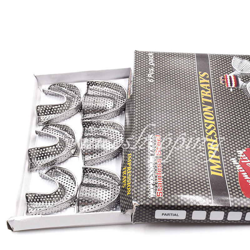 Dental Autoclavable Metal Impression Trays Stainless Steel Upper + Lower Choose