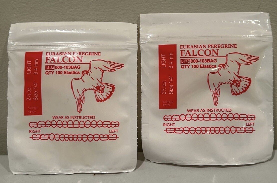 2 Falcon (READ) American Orthodontics Elastics Dental Braces Rubber Bands