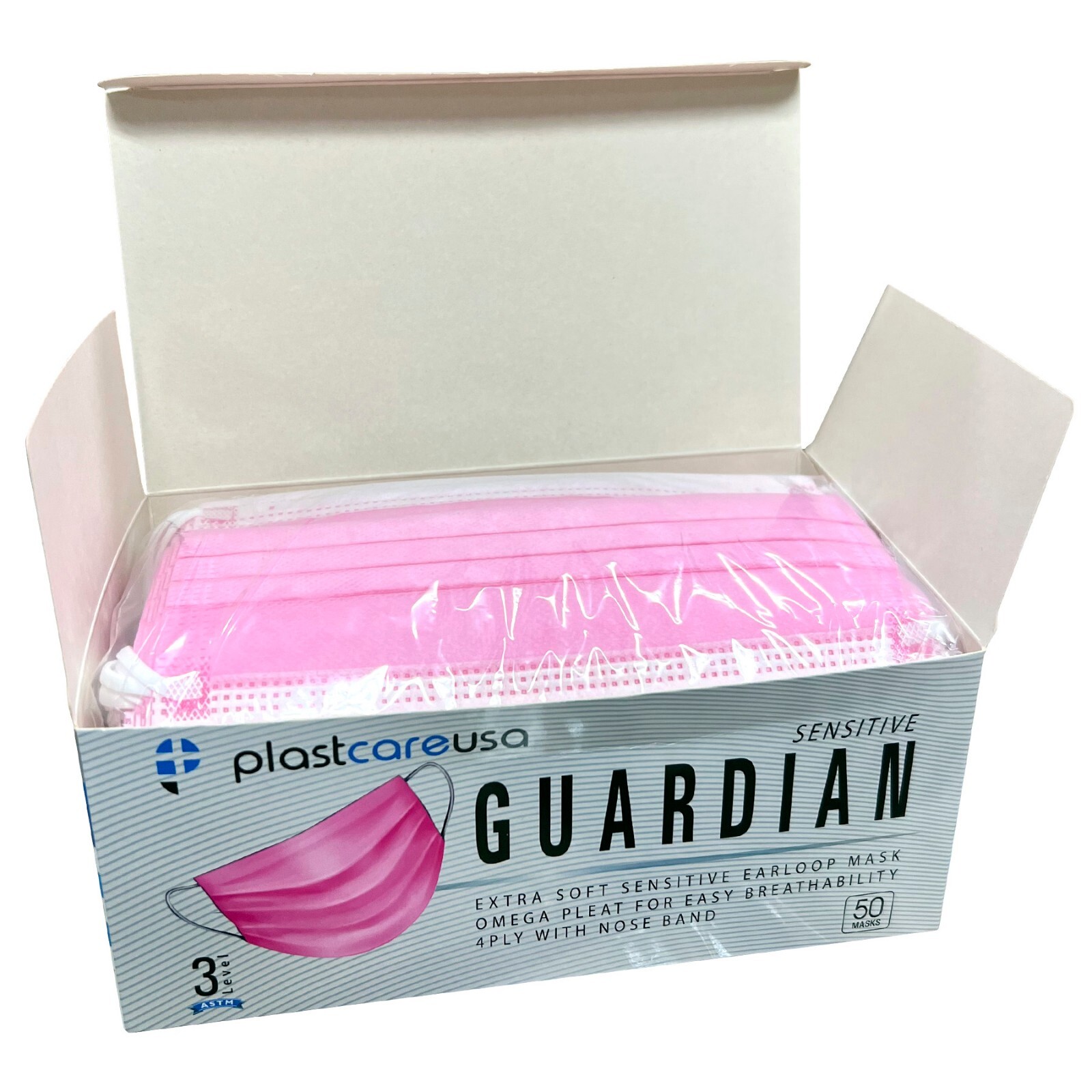 100 Pink Surgical Face Masks, ASTM Level 3 Medical Disposable 4-Ply 2 Box of 50