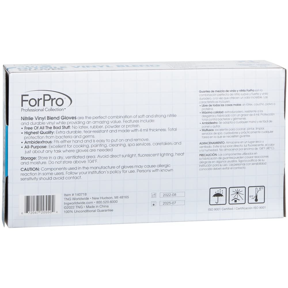 Forpro Disposable Nitrile Vinyl Blend Gloves 4 Mil Extra Protection Powderfree L