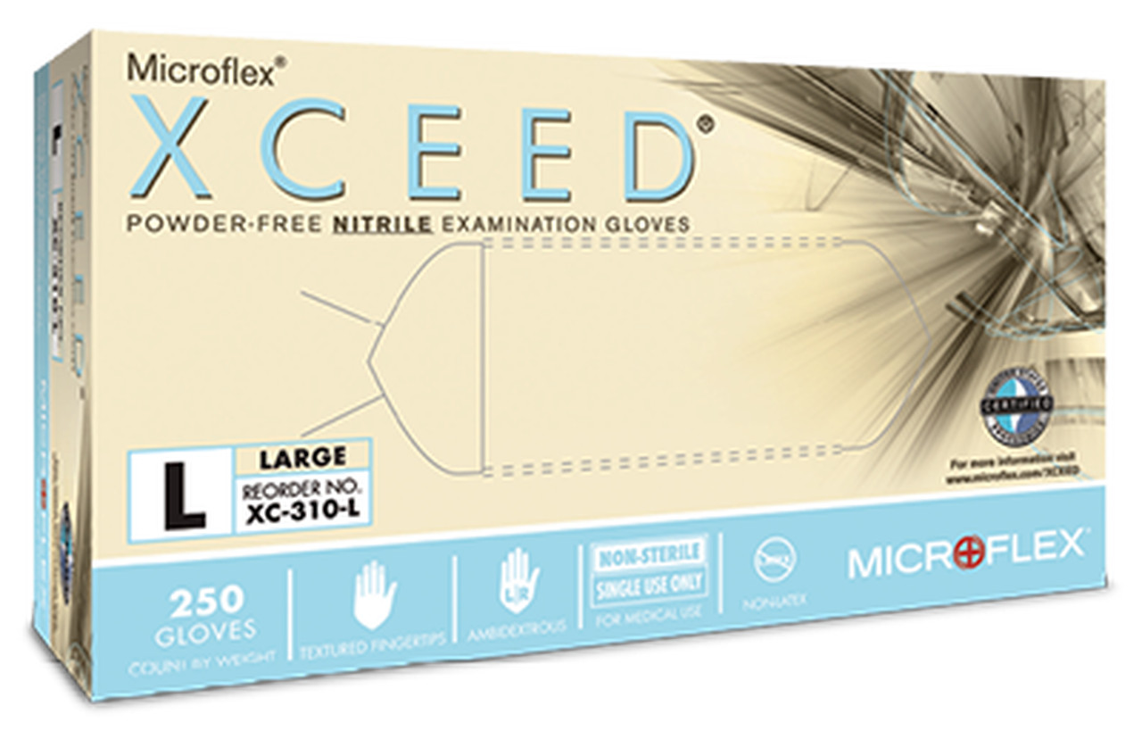 *1-Box* Microflex XCEED Powder-Free Nitrile Medical 250 Gloves Large XC-310-L