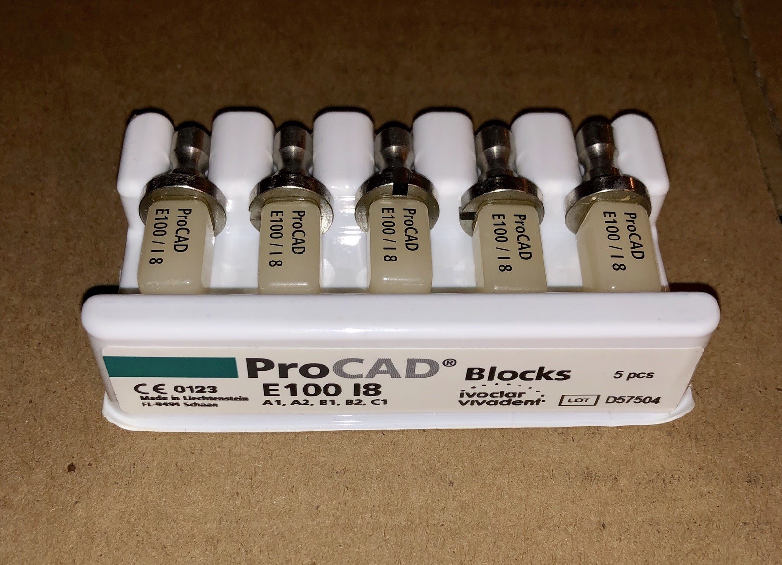 Ivoclar Vivadent ProCAD E100 I8 A1, A2, B1, B2, C1 Dental Blocks
