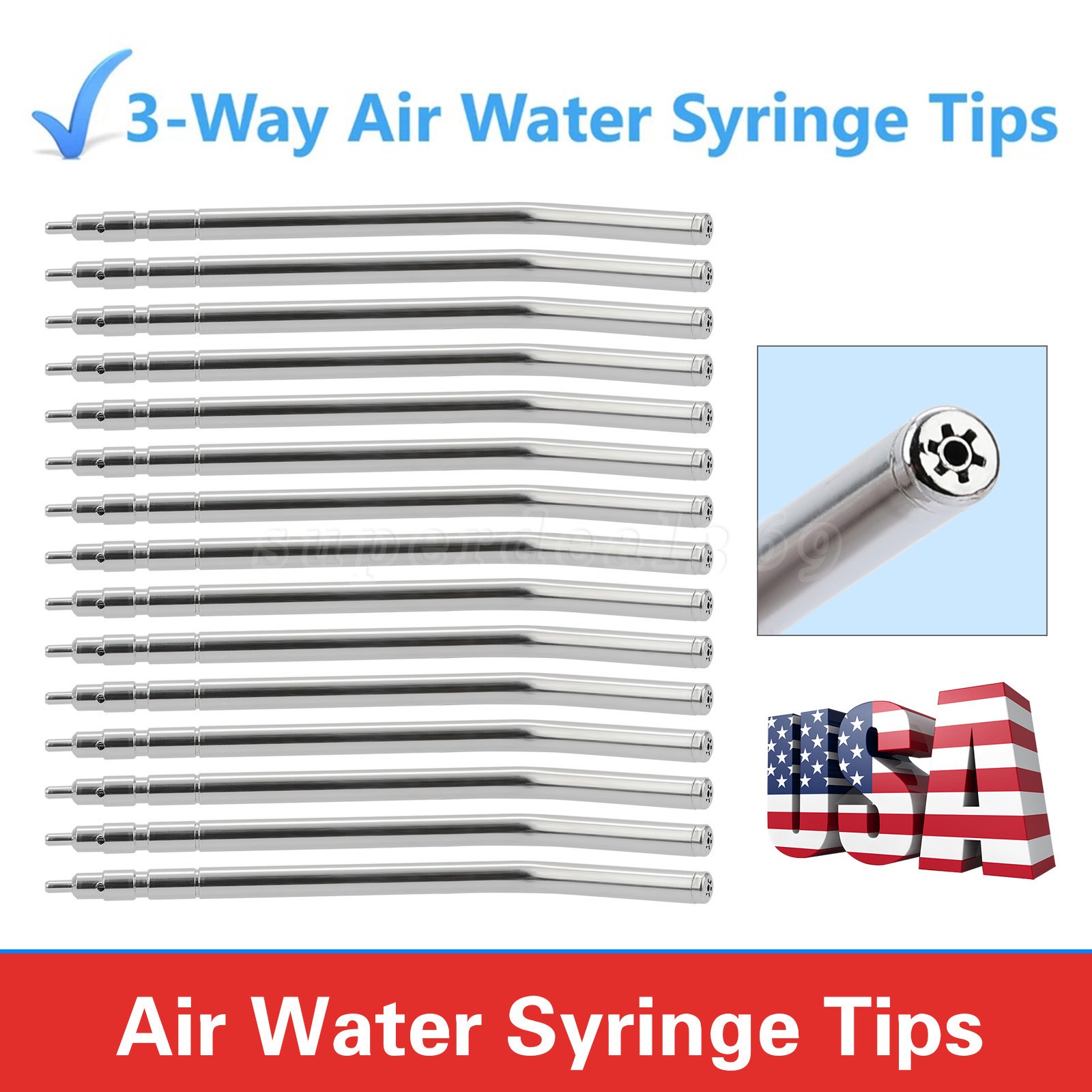 50PCS Dental Metal Spray Nozzles Tubes Tips for 3-Way Air Water Triple Syringe