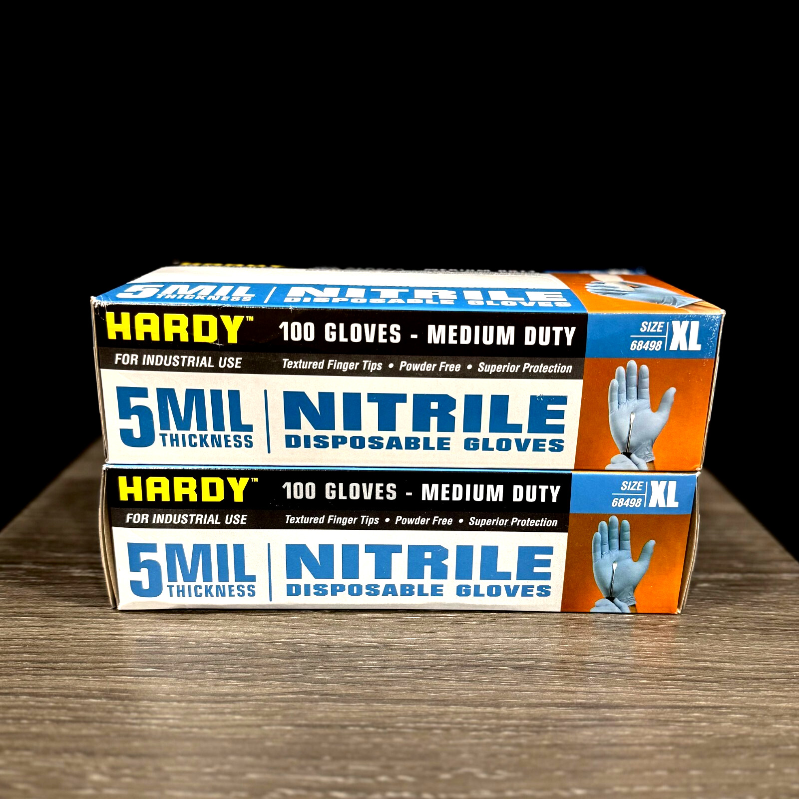 Hardy 68498 Nitrile Gloves (5MIL) MEDIUM DUTY 2 BOXES OF 100 XL