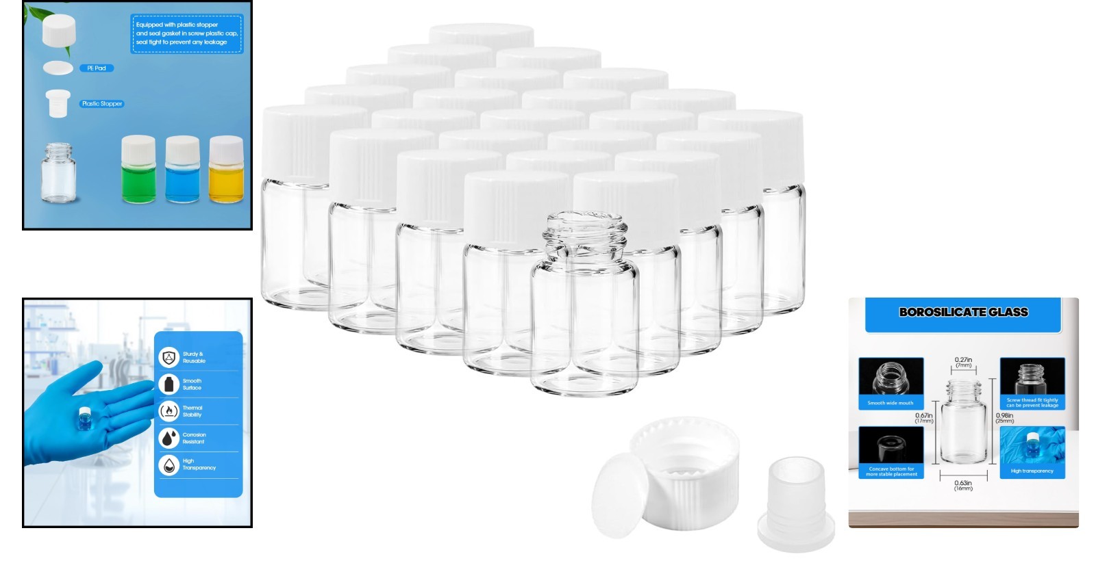 Reusable 2ml Borosilicate Glass Vials with Screw Caps – Leak-Proof Convenience