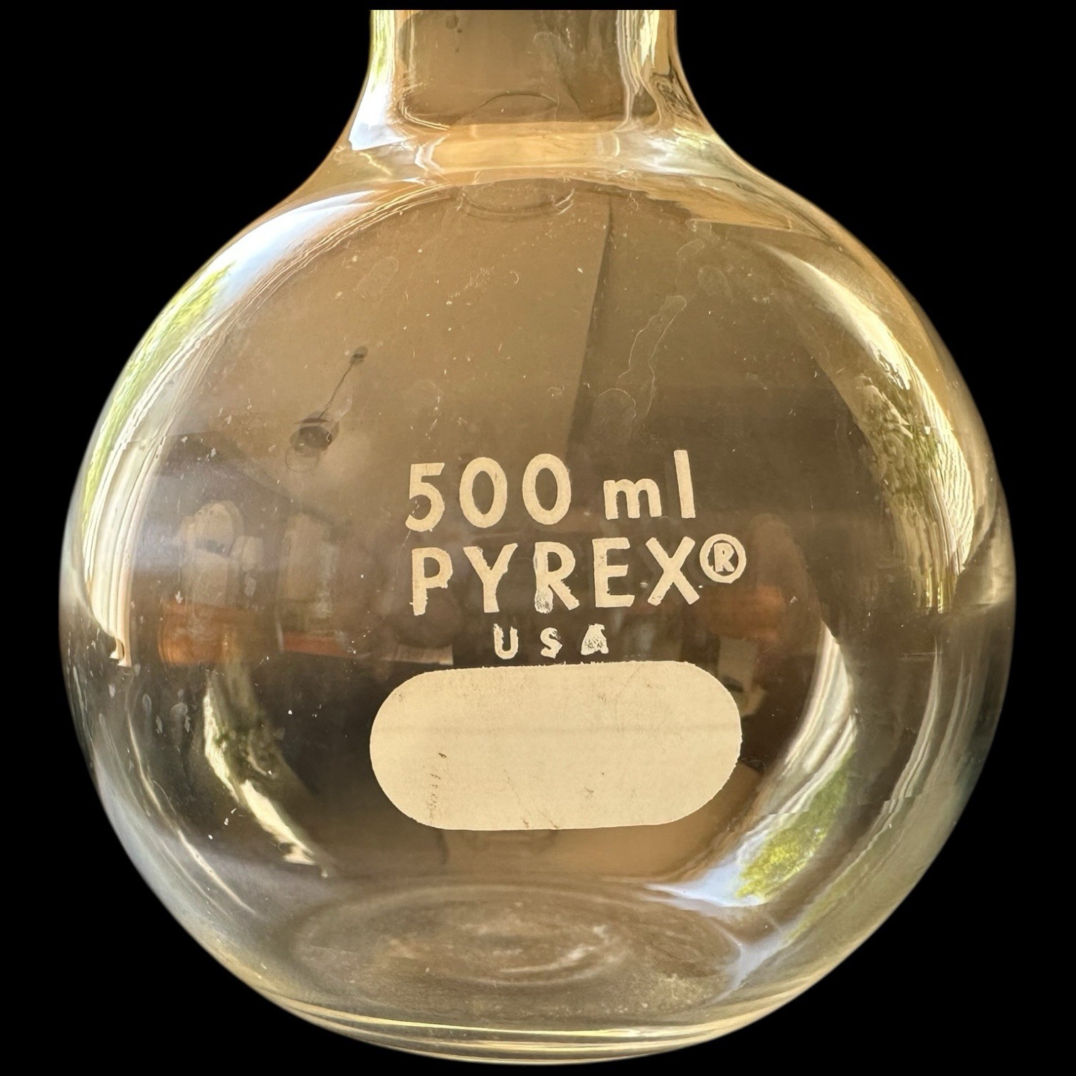 Pyrex Beaker 500mL Neck Round Distill Flask Science Home School College Flat 7″