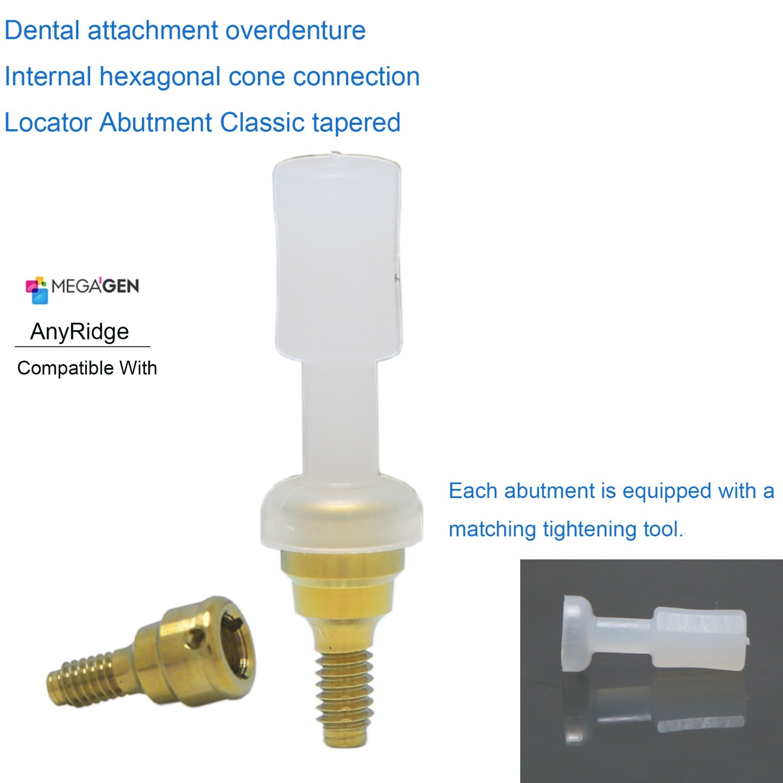 Dental Locator Abutment Drivers Tool Male Cap Inserts for MegaGen AR/AO Platform