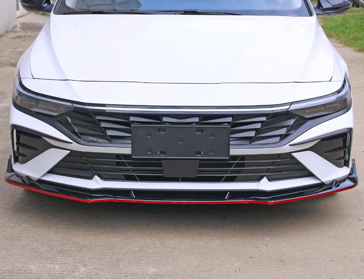 Front Lip Spoiler Splitter Black Red ABS 3PCS For Hyundai Elantra 2024 2025