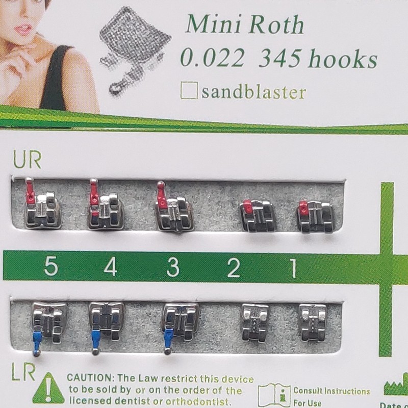 100Sets Dental Orthodontic Metal Brackets Mini Roth 022 345 hooks Mesh Base