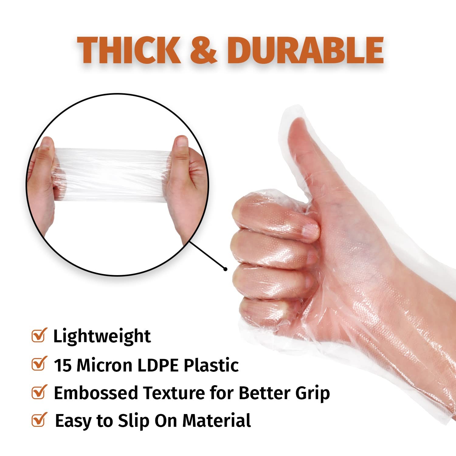 Disposable Gloves BPA Free Poly PE LDPE Plastic for Kitchen Food 1000 Count