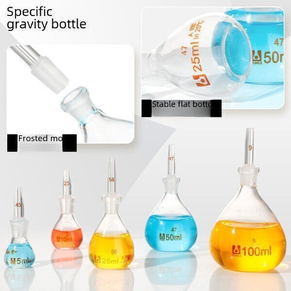 Lab Supply: 5ml-250ml Transparent Specific Gravity Bottle Pycnometer Laboratory