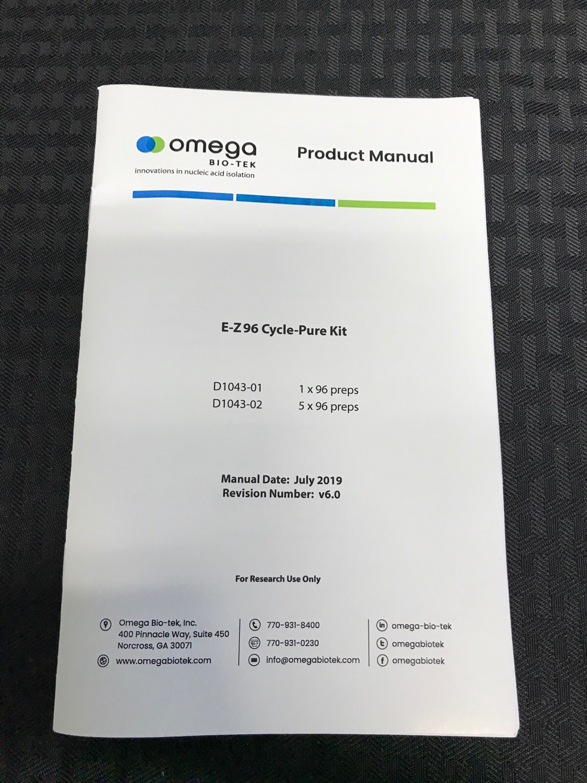 OMEGA Bio-Tek E-Z 96 Cycle Pure Buffer Kit – Custom DNA Kit D1043-02