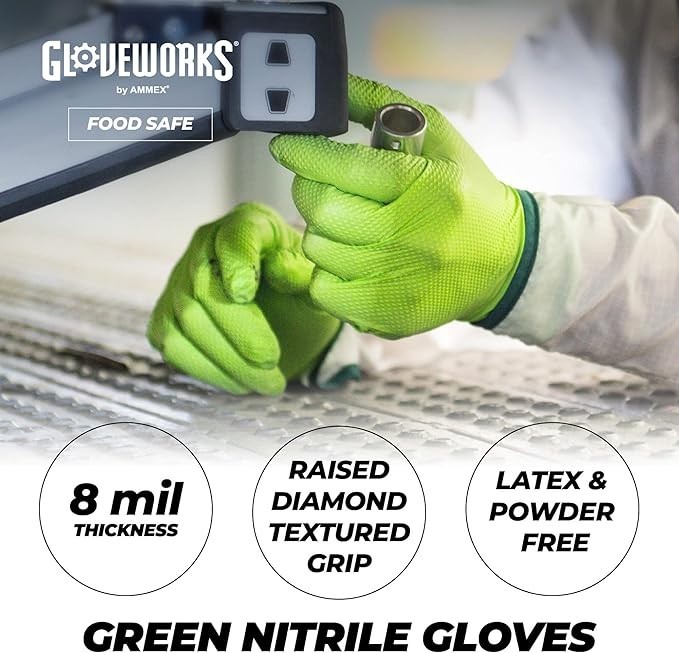 GLOVEWORKS HD Green Nitrile Gloves XL