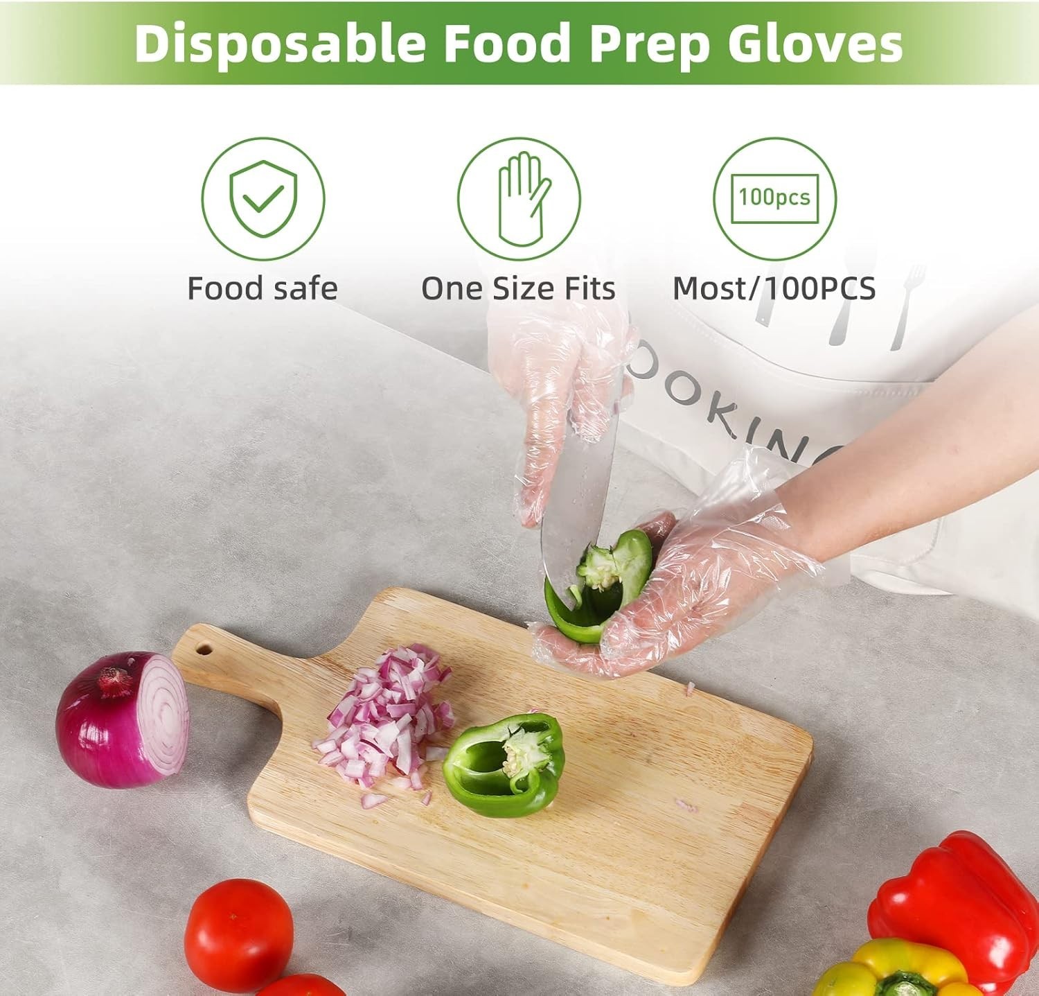 Ambidextrous Disposable Gloves – 100 Count, Non-Toxic & Ideal for Kitchen Use