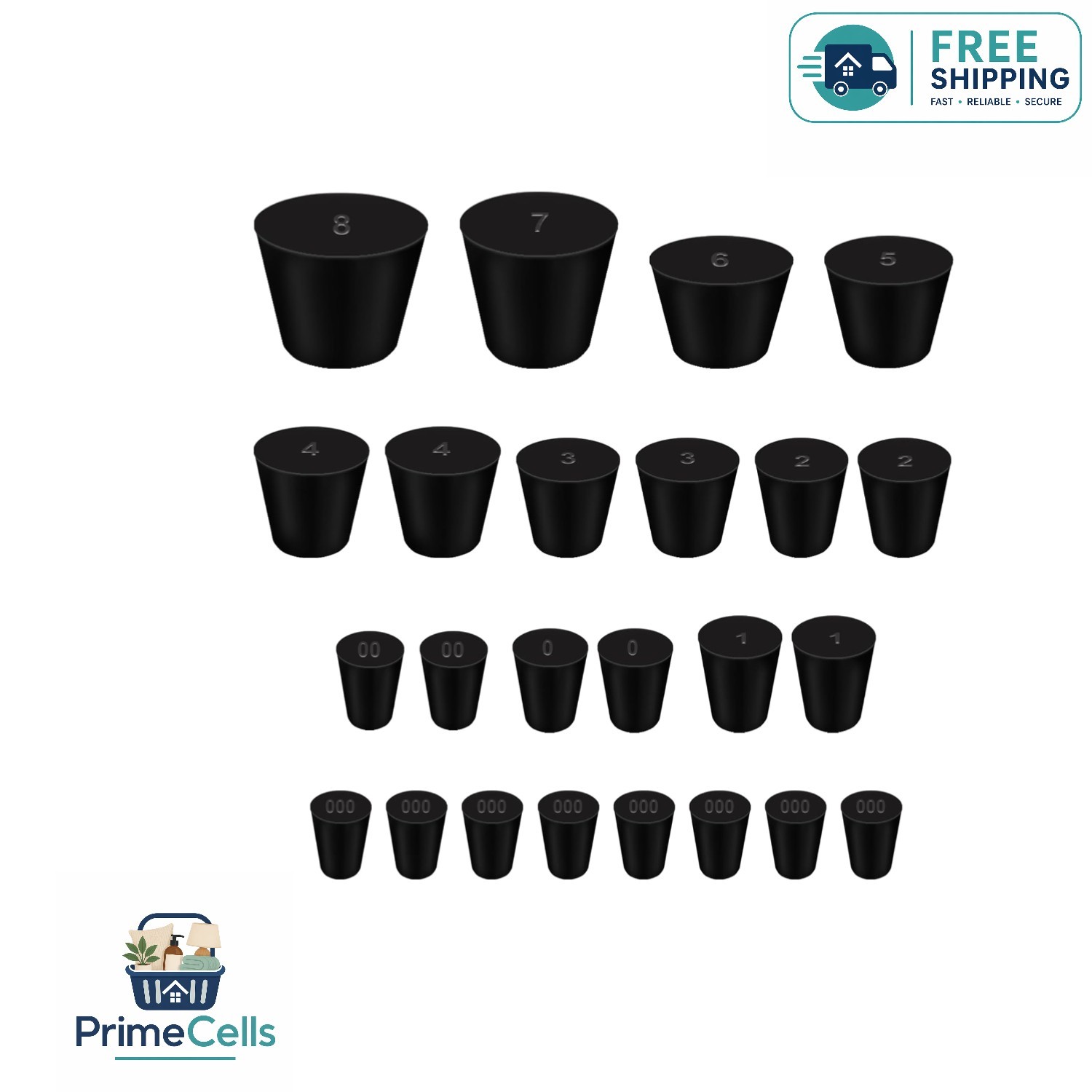 24Pcs Professional Rubber Stoppers – 11 Assorted Sizes for Lab & Industry