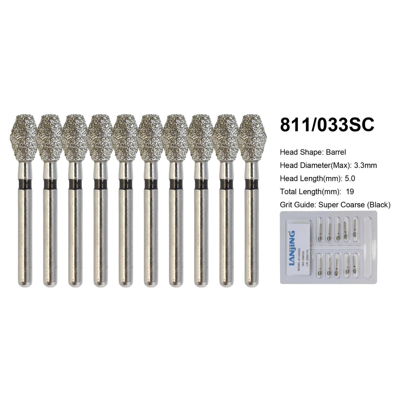Barrel Bur Dental Diamond Bur Barrel 811 Super Coarse Friction Grip FG Multi-Use