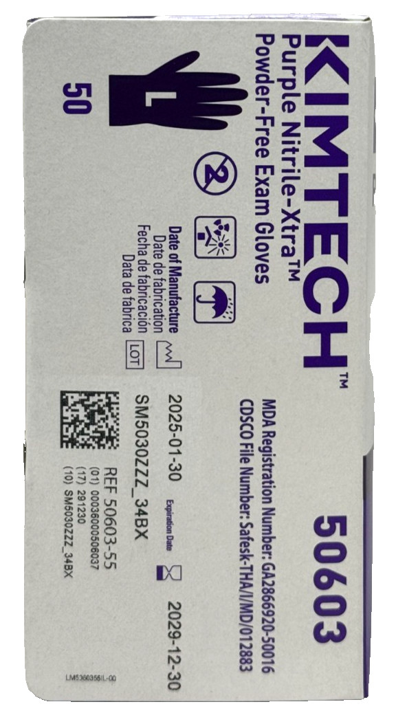 KIMTECK PURPLE NITRILE GLOVES-Xtra KIMBERLY CLARK, Large, 50603, 50/BOX