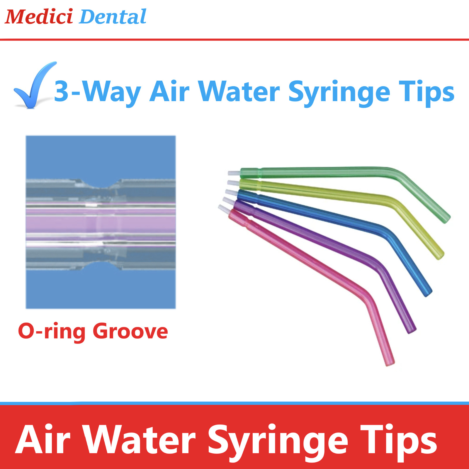 Dental Air Water Spray Nozzles/Tips Triple 3-way Syringe Nozzles/Tips/Tube, FDA