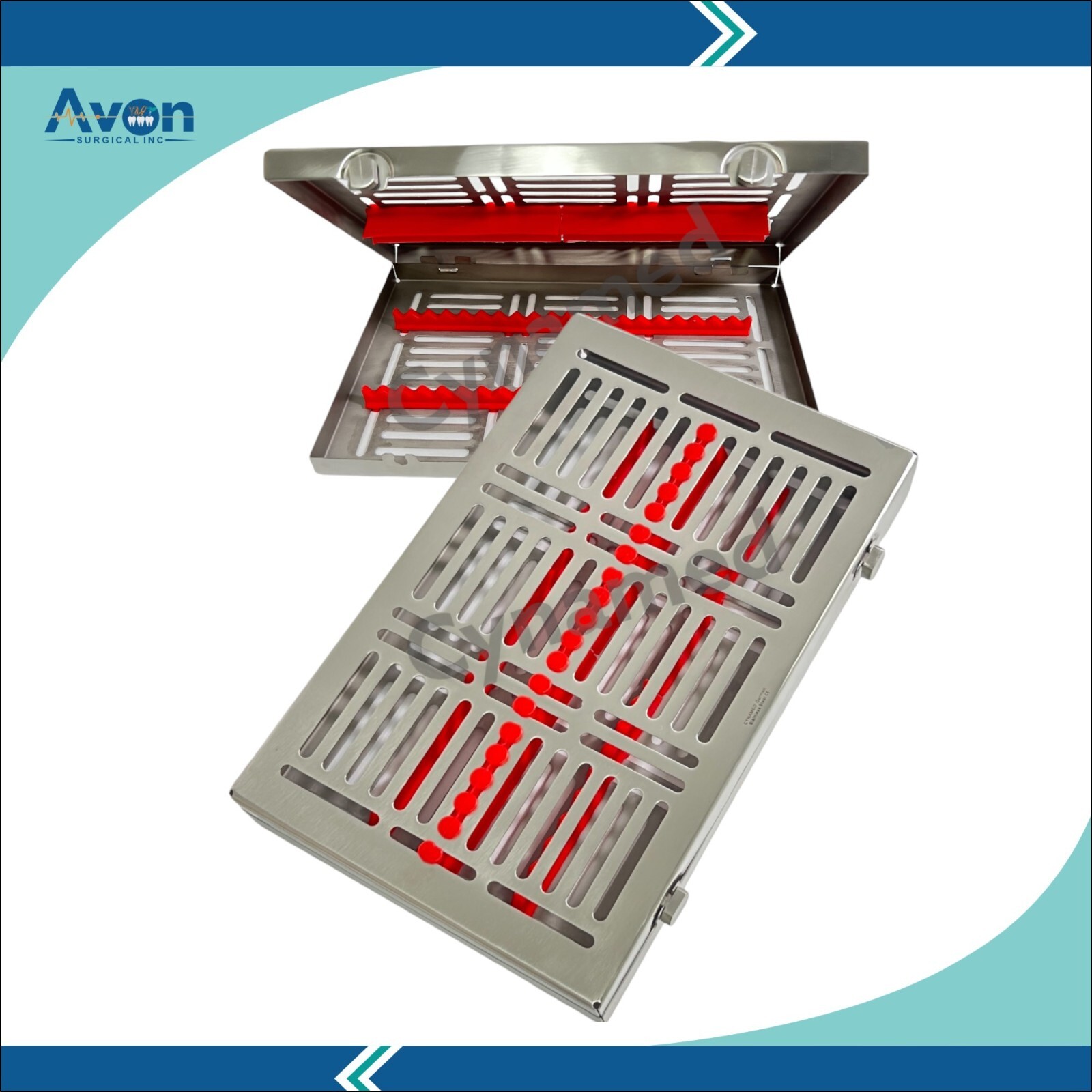 4 Pack – Sterilization Cassette with Double Button & Detachable Lid German Steel