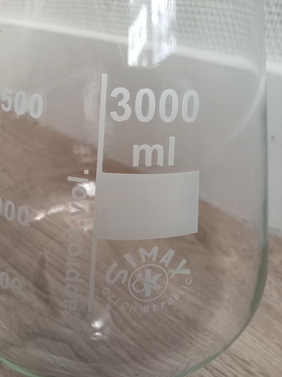 Erlenmeyer verre borosilicate 3000 ml (3 L), état neuf, qualité SIMAX, Europe