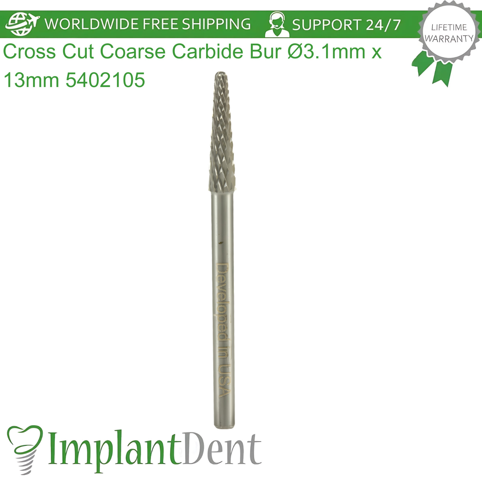 Dental Cross Cut Coarse Grit Carbide Ø3.1mm x 13mm Bur 5402105 Dentistry Tool