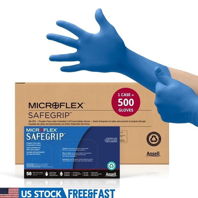 Extended Cuff Latex Gloves Disposable Automotive Food Handling 50 Pack New