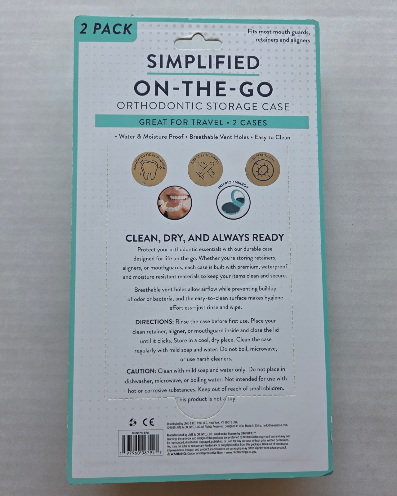 Simplified On-The-Go Orthodontic Storage Case – 2-Pack – Great For Travel