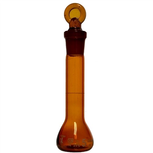 5ml Amber Volumetric Flask, w/ Stopper, Karter Scientific 253A6 (Pack 2)