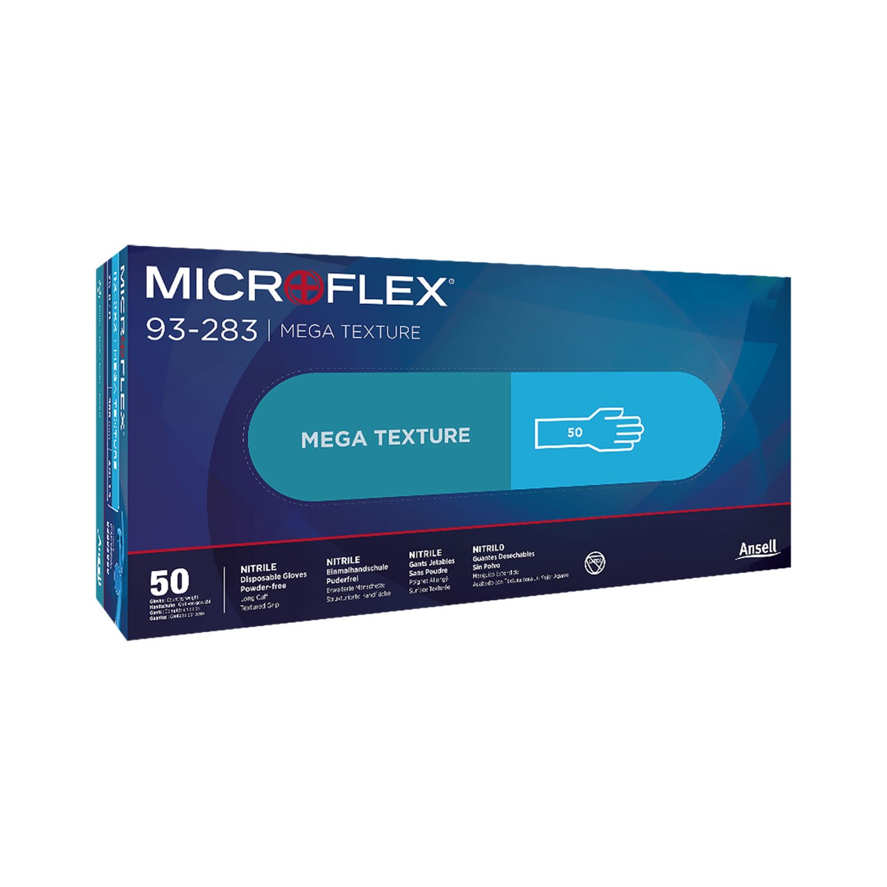 Microflex 93-283M Nitrile Disposable Glove with Raised Grip, Medium