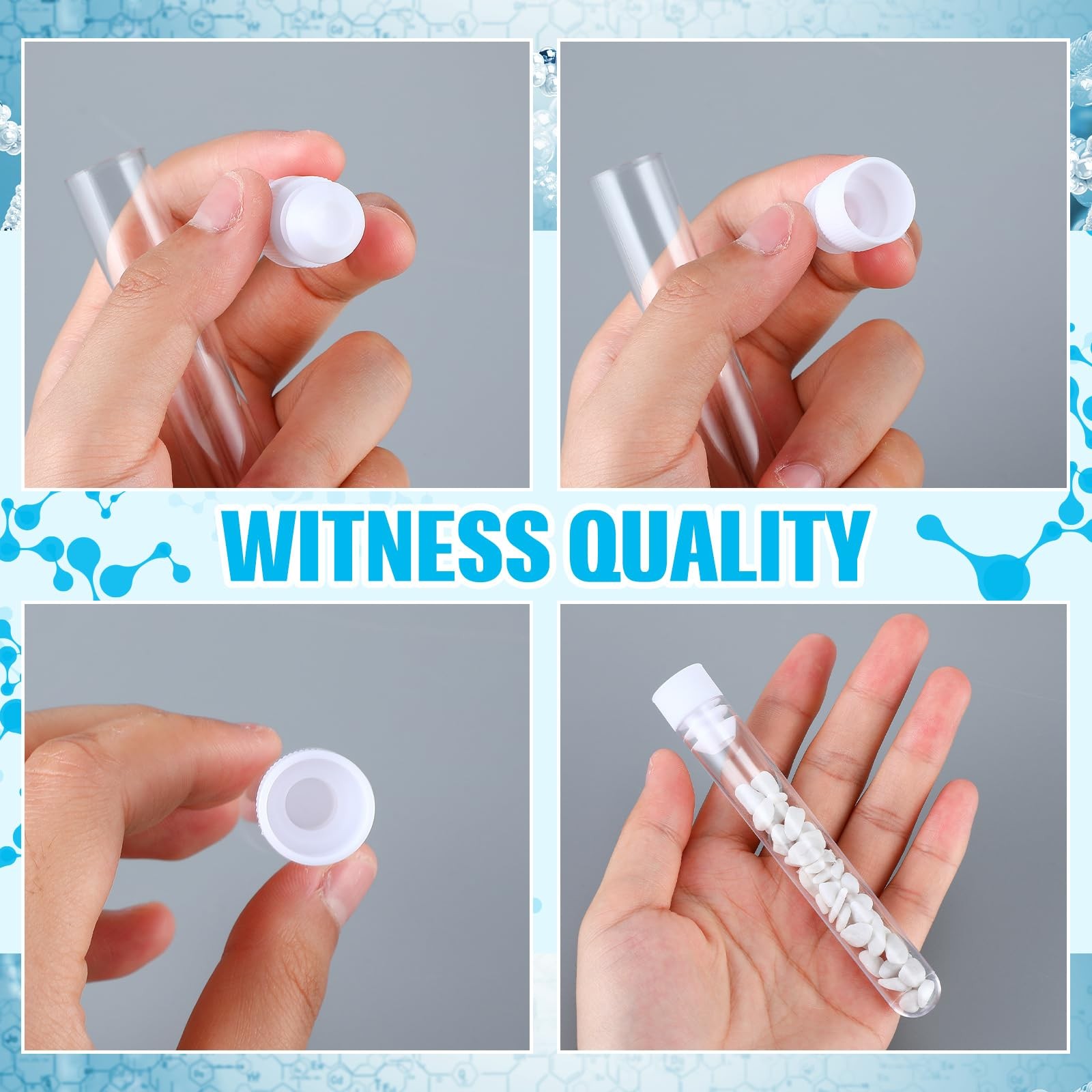 500 Pcs Test Tubes 10 ml Clear Plastic Test Tubes with Caps 16 x 100 mm Small…