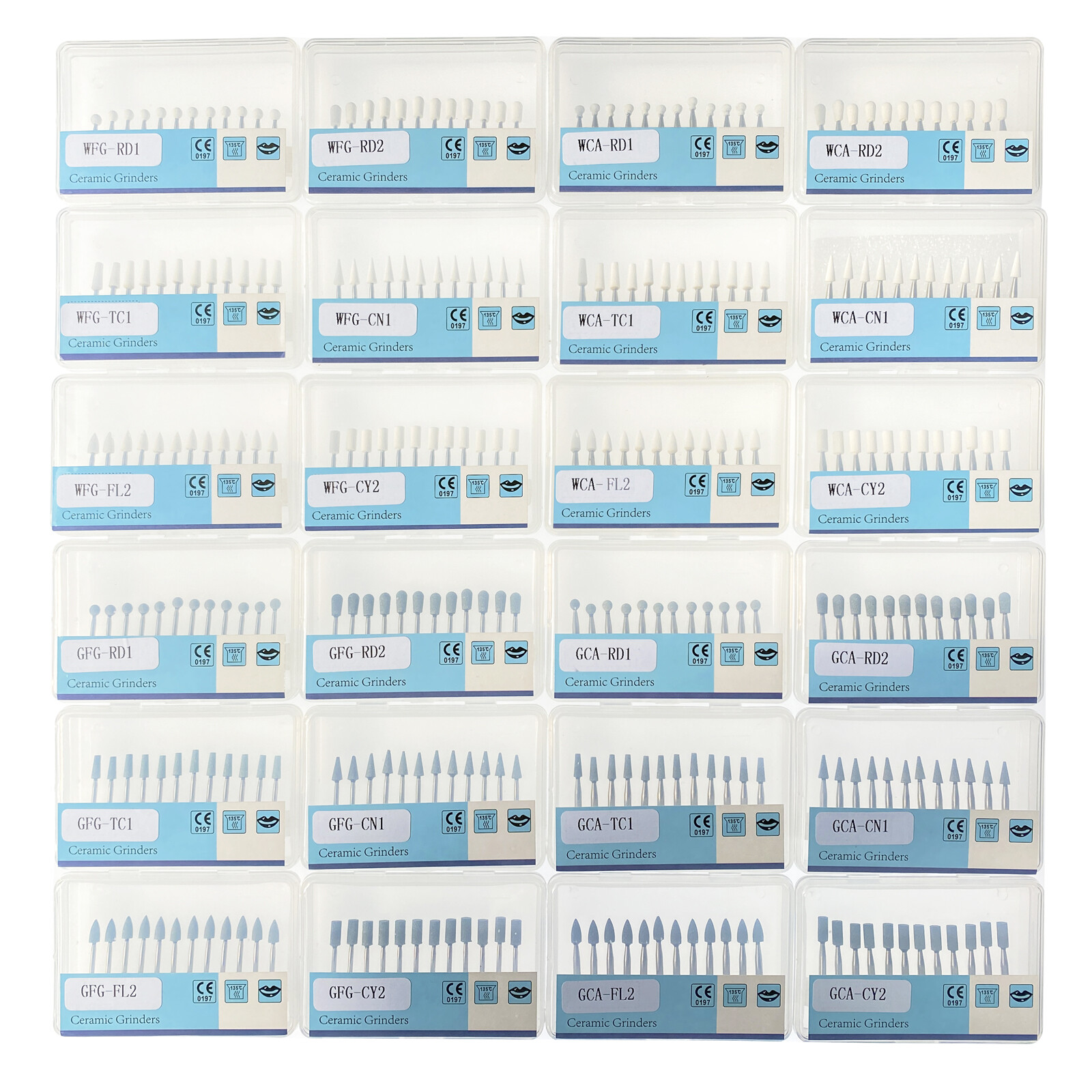 12 Pcs Dental White/Green Stone Porcelain Resin Handpiece Polishing Bur FG/RA