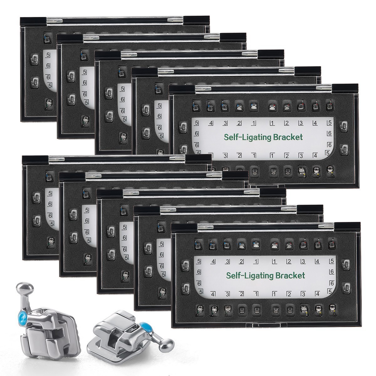 AZ Dental Orthodontic Self-Ligating Brackets Roth 0.022 Hook 345+4pcs 1st Tubes