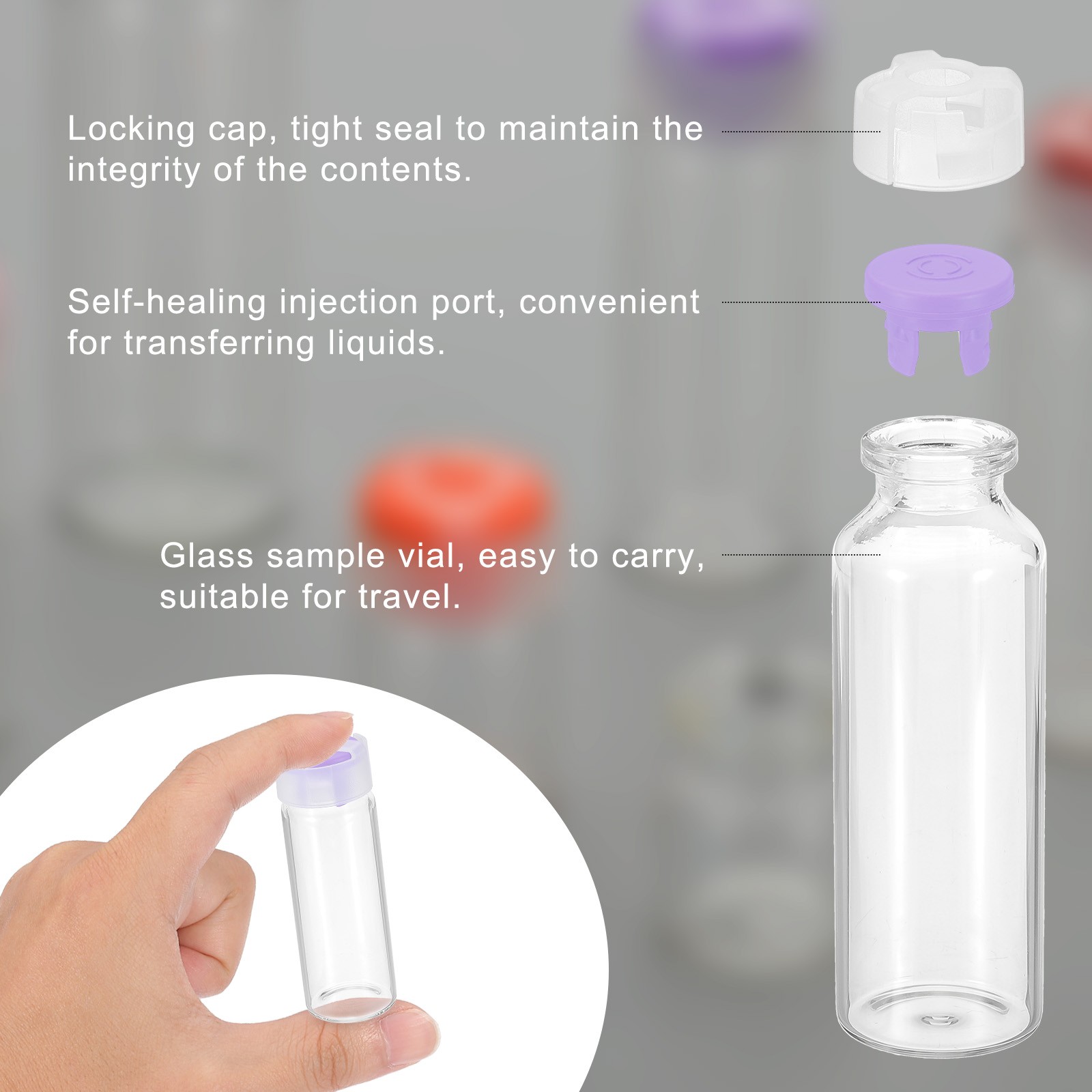 30ml Clear Glass Sample Vials, 20Pcs Small Liquid Bottles, Purple