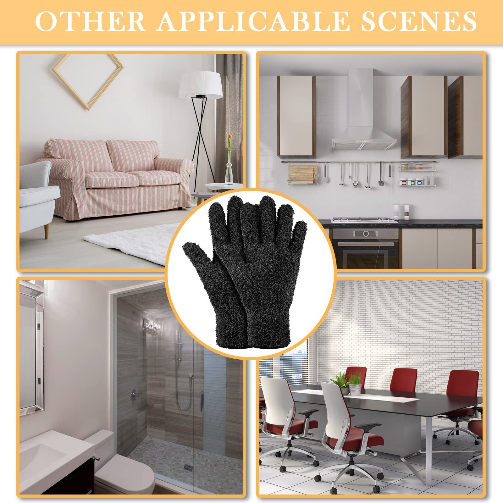 4 Pairs Microfiber Dusting Gloves Washable Reusable Cleaning Gloves Mittens f…