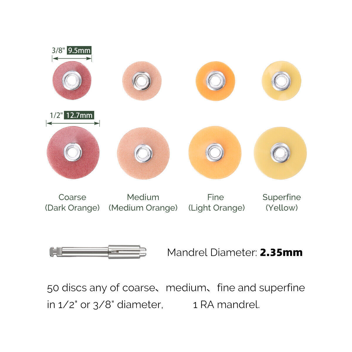 50pcs Dental Composite Finishing and Polishing Discs Mandrel CA2.35mm AZDENT